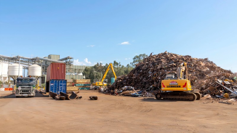 Scrap Recycling Machinery in Large Scrap Yard