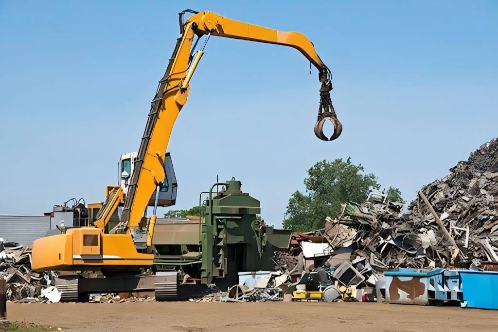 Scrap Recycling Machinery in Scrap Yard